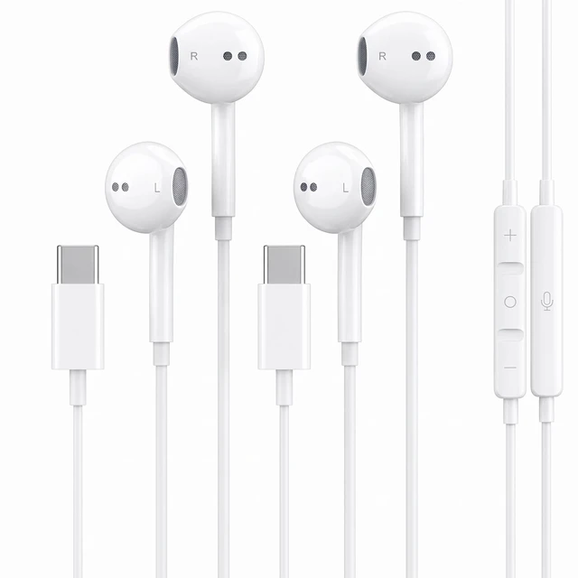Main image of 2 Pack-USB C Headphones for iPhone 17/16/15 Pro Max,Type C Earbuds Wired Earphones with Mic & Remote Control Noise Cancelling for iPhone 17/16/15 Plus/Air/Pro, iPad Pro, Galaxy S25/S24/S23/S22,Note 20