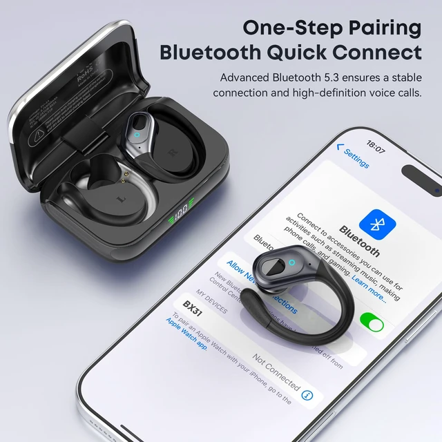 Alt view image 6 of 7 - HILDCROA Wireless Earbuds, Sports Bluetooth Headphones, Running Headphones | 75Hrs Playtime Ear Buds with LED Power Display, Noise Canceling Headset, IPX7 Waterproof Earphones for Gym/Running/Workout