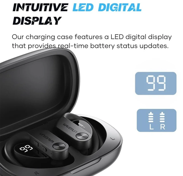 Alt view image 4 of 6 - WAVEFUN Wireless Headphones with Ear Hook, XBuds 5 Wireless Earbuds Over Ear with 2000mAh Charging Case Sports Workout Headsets Volume Button Super Bass Waterproof Long Lasting Earbuds with Mic