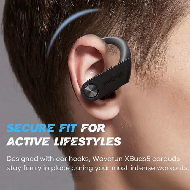 Alt view image 6 of 6 - WAVEFUN Wireless Headphones with Ear Hook, XBuds 5 Wireless Earbuds Over Ear with 2000mAh Charging Case Sports Workout Headsets Volume Button Super Bass Waterproof Long Lasting Earbuds with Mic