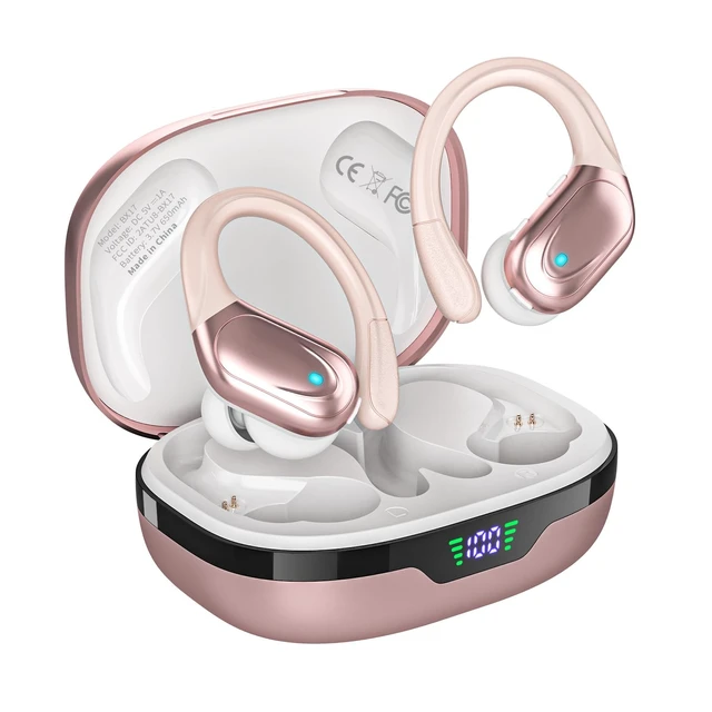 Main image of HAOYUYAN Wireless Earbuds, Sports Bluetooth Headphones, 80Hrs Playtime Ear Buds with LED Power Display, Noise Canceling Headset, IPX7 Waterproof Earphones for Workout/RunningRose Gold