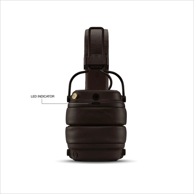 Alt view image 5 of 7 - Marshall Major V Wireless On-Ear Bluetooth Headphones - Brown | 100+ Hr Playtime | Microphone for Calls | Lightweight Foldable Design for Travel | Detachable Audio Cable