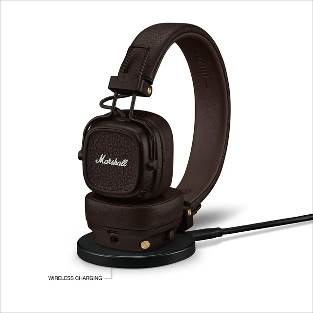 Alt view image 6 of 7 - Marshall Major V Wireless On-Ear Bluetooth Headphones - Brown | 100+ Hr Playtime | Microphone for Calls | Lightweight Foldable Design for Travel | Detachable Audio Cable