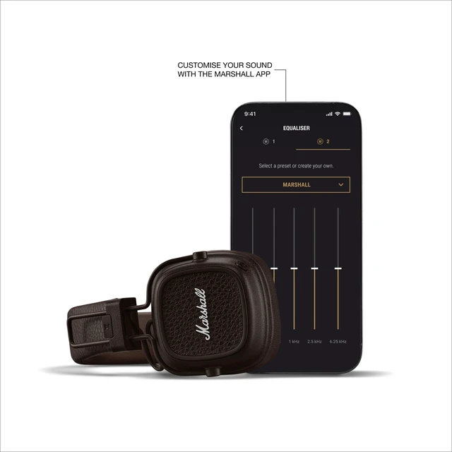 Alt view image 7 of 7 - Marshall Major V Wireless On-Ear Bluetooth Headphones - Brown | 100+ Hr Playtime | Microphone for Calls | Lightweight Foldable Design for Travel | Detachable Audio Cable