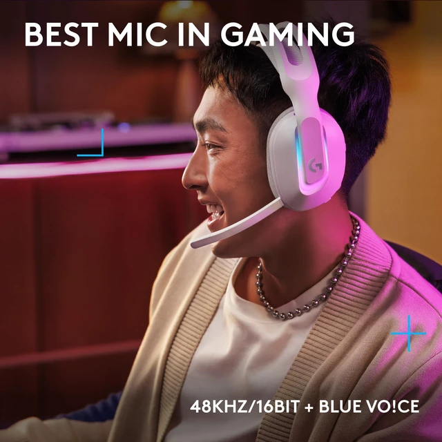 Alt view image 3 of 7 - Logitech G522 Lightspeed Wireless Gaming Headset - White | For PC, 2.4 GHz, Bluetooth & USB-C , <60 Hr Battery, 48 kHz/24 bit Audio, Detachable 48 kHz/16 bit Blue VO!CE Mic, RGB