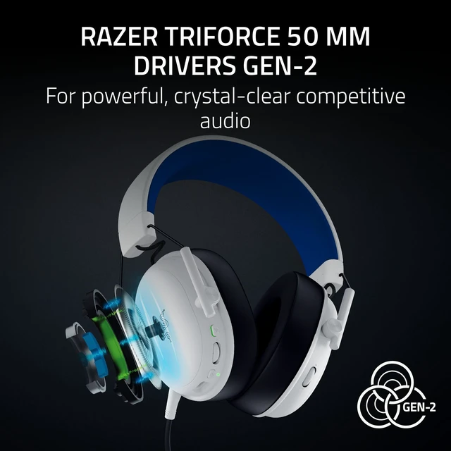 Alt view image 3 of 7 - Razer BlackShark V3 X HyperSpeed Wireless PS5 Gaming Headset, White | 50mm Drivers, Cardioid Mic, 2.4 GHz, Bluetooth, Works with PC, Mac, Nintendo Switch, Smartphone, 70 Hr Battery