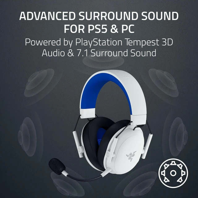 Alt view image 6 of 7 - Razer BlackShark V3 X HyperSpeed Wireless PS5 Gaming Headset, White | 50mm Drivers, Cardioid Mic, 2.4 GHz, Bluetooth, Works with PC, Mac, Nintendo Switch, Smartphone, 70 Hr Battery
