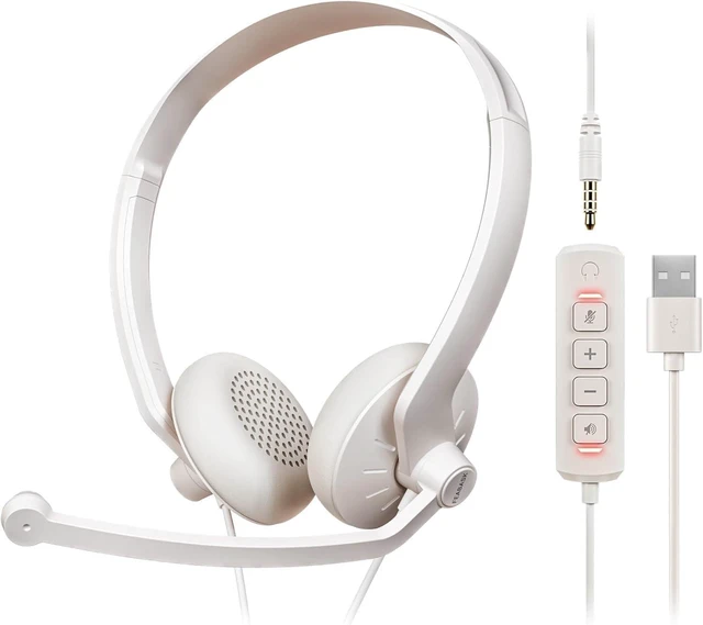 Main image of FEABASK USB Headset with Microphone for PC Computer Comfortable | USB Wired Computer Headphones with Microphone for Work Home Office Call Center Online Class