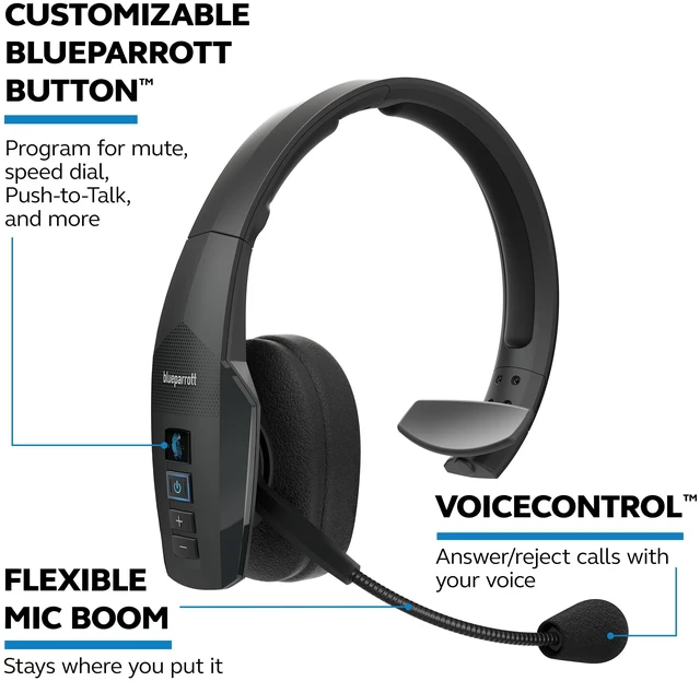 Alt view image 6 of 7 - BlueParrott B450-XT Bluetooth Headset | 96% noise canceling headset for truck drivers; padded comfort, 24 hr talk time