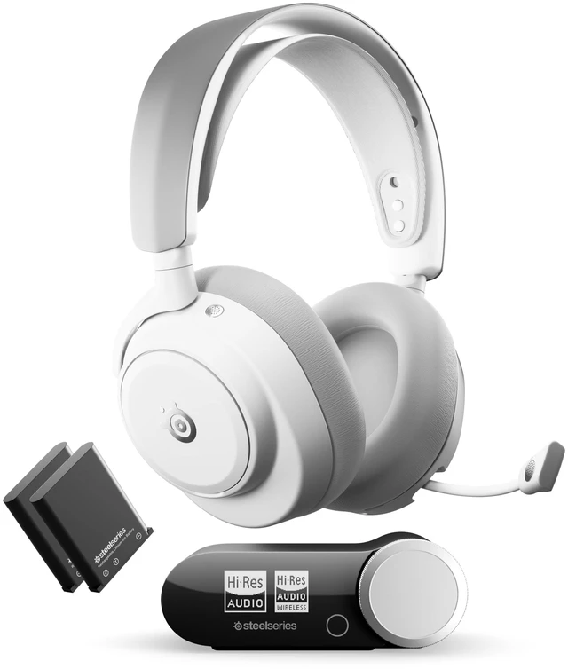 Main image of SteelSeries Arctis Nova Pro Omni Wireless Gaming Headset - White | 96kHz/24bit, ANC, ClearCast Pro Mic, AI Noise Rejection, Mix 2.4GHz+BT, OmniPlay PC+PlayStation+Xbox