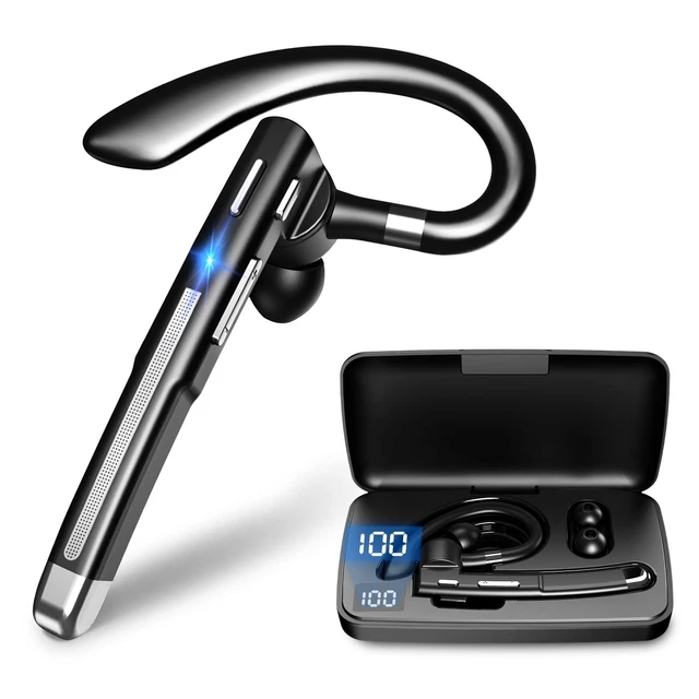 Main image of Bluetooth Headset V6.1,100Hrs Bluetooth Earpiece,HD Audio&Mute Button for Call,Single Ear Hands Free Headphone for Trucker/Business/Work