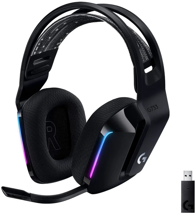 Main image of Logitech G733 Lightspeed Wireless Gaming Headset - Black | Suspension Headband, Blue VO!CE Mic, PRO-G Audio, PC, PS5, PS4, Switch Compatible