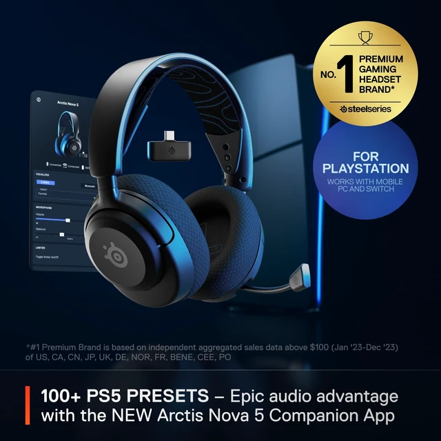 Alt view image 2 of 7 - SteelSeries Arctis Nova 5P Wireless Multi-System Gaming Headset - Black | Neodymium Magnetic Drivers 200+ Audio Presets 60 HR Battery 2.4GHz/BT ClearCast Gen2 Mic PS5, PS4, PC, Switch