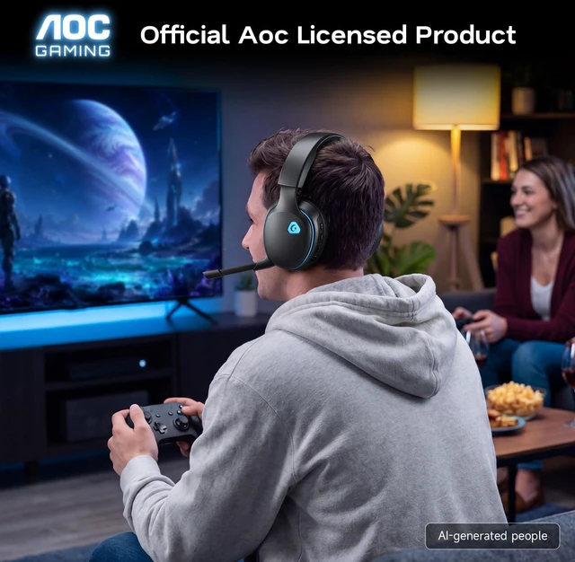 Alt view image 7 of 7 - AOC 2.4GHz Wireless Gaming Headset for PS5, PS4, Switch, 45Hr, Space Gray | Bluetooth 6.0 Gaming Headphones with Noise Canceling Mic, 7.1 Virtual Surround, Great for Fortnite & Call of Duty/FPS Gamers