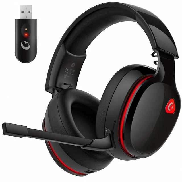 Main image of AOC 2.4GHz Wireless Gaming Headset for PS5, PS4, PC, Switch, 45Hr, BlackRed | Bluetooth 6.0 Gaming Headphones with Noise Canceling Mic, 7.1 Virtual Surround, Great for Fortnite & Call of Duty
