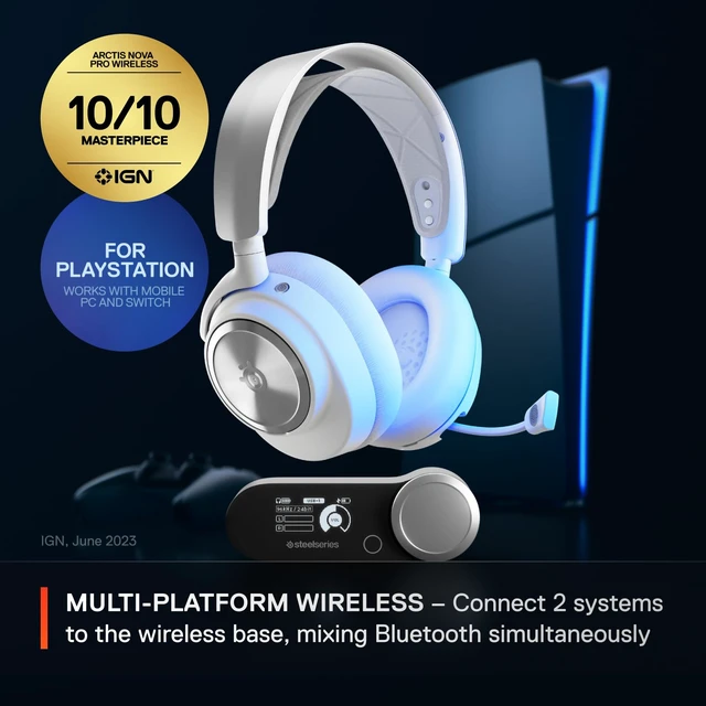 Alt view image 2 of 6 - SteelSeries Arctis Nova Pro Wireless Multi-System Gaming Headset - White | Neodymium Magnetic Drivers - Active Noise Cancellation - Infinity Power System - Gen 2 Mic - PS5, PS4, PC, Switch, Mobile