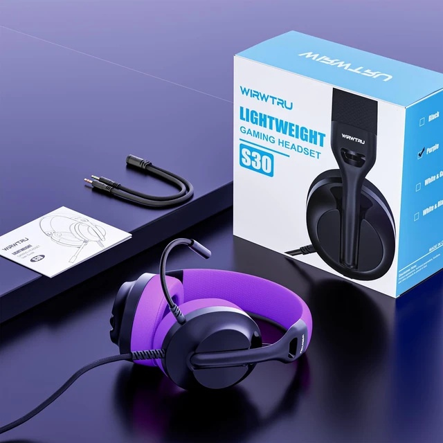 Alt view image 6 of 7 - WIRWTRU Wired Gaming Headset for PS5, Xbox, Xbox Series X|S, PC, PS4 | 198g Lightweight Design, Noise Cancelling Microphone, Soft Earmuffs, 3.5mm Jack for Gaming & Work