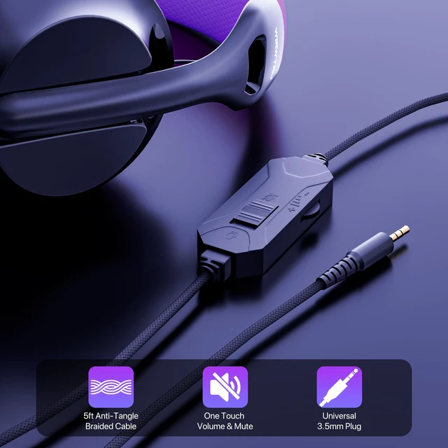 Alt view image 7 of 7 - WIRWTRU Wired Gaming Headset for PS5, Xbox, Xbox Series X|S, PC, PS4 | 198g Lightweight Design, Noise Cancelling Microphone, Soft Earmuffs, 3.5mm Jack for Gaming & Work