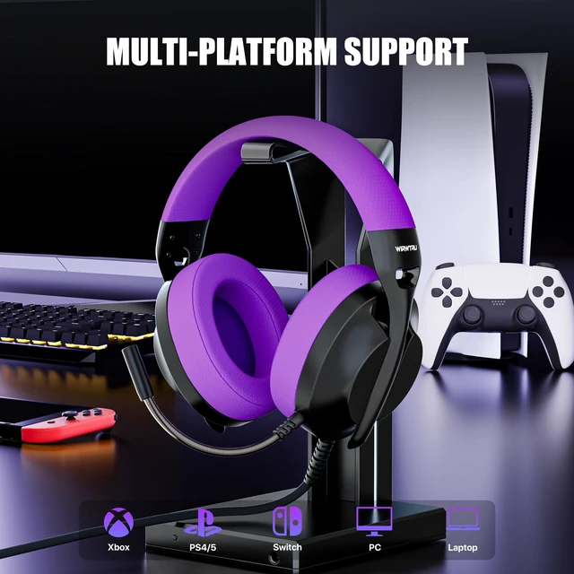 Alt view image 5 of 7 - WIRWTRU Wired Gaming Headset for PS5, Xbox, Xbox Series X|S, PC, PS4 | 198g Lightweight Design, Noise Cancelling Microphone, Soft Earmuffs, 3.5mm Jack for Gaming & Work