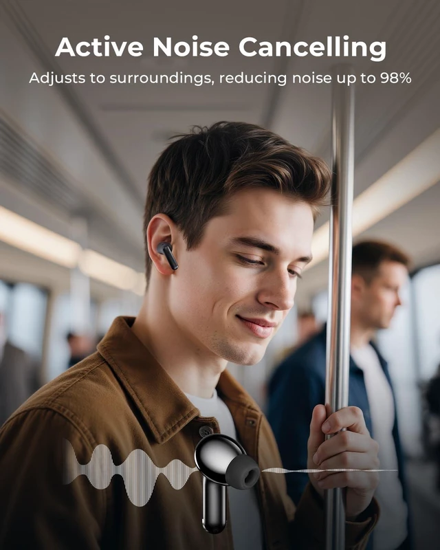 Alt view image 3 of 7 - Wireless Earbuds with Smart Touchscreen Case, AI Noise Cancelling Ear Buds | Hi-Fi Stereo Sound, ENC Clear Calls, 48H Playtime, Bluetooth 6.0, 5 EQ Modes, IPX7, Lightweight Fit, for iPhone/Android