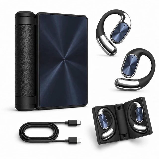 Main image of Narshton Open-Ear Headphones, Bluetooth 6.0 with Dual-Fold Design, IPX5 Waterproof, 24h Long Battery Life, Secure Comfortable Fit, Sweatproof for Sports/Fitness/Travel/Workouts(Black)