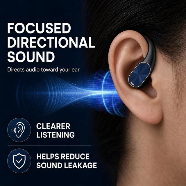Alt view image 3 of 7 - Narshton Open-Ear Headphones, Bluetooth 6.0 with Dual-Fold Design, IPX5 Waterproof, 24h Long Battery Life, Secure Comfortable Fit, Sweatproof for Sports/Fitness/Travel/Workouts(Black)