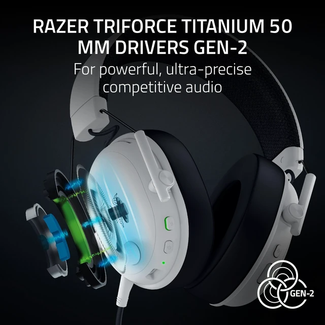 Alt view image 4 of 7 - Razer BlackShark V3 Wireless PC Gaming Headset, 50mm Drivers, White | 10 ms Ultra-Low Latency, 50mm Drivers, 2.4 GHz, Bluetooth, Wired USB-C, Works with Mac, PS5, Nintendo Switch, Smartphone