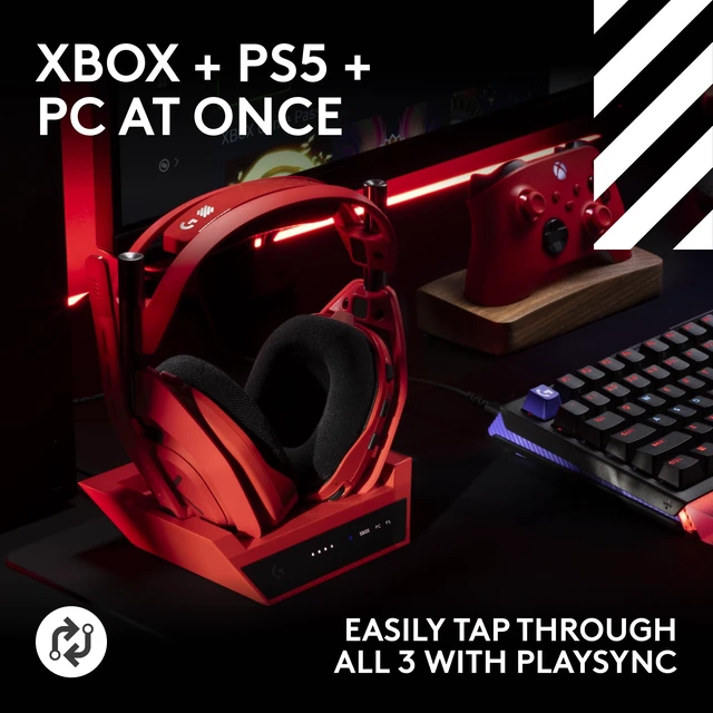 Alt view image 2 of 7 - Logitech G Astro A50 X Wireless Gaming Headset + Base Station - Mars Red | PLAYSYNC Video & Audio Switcher, HDMI 2.1 4K 120 Hz, 24 h Battery, 2.4 GHz & Bluetooth, for PC, PS5, Xbox