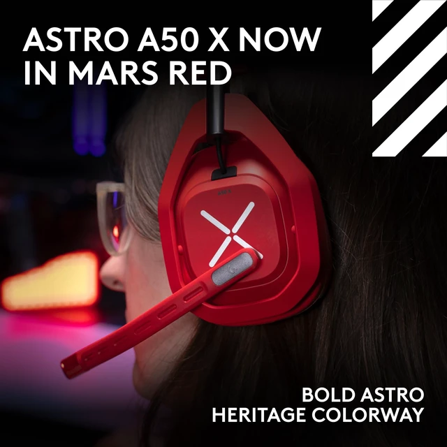 Alt view image 3 of 7 - Logitech G Astro A50 X Wireless Gaming Headset + Base Station - Mars Red | PLAYSYNC Video & Audio Switcher, HDMI 2.1 4K 120 Hz, 24 h Battery, 2.4 GHz & Bluetooth, for PC, PS5, Xbox