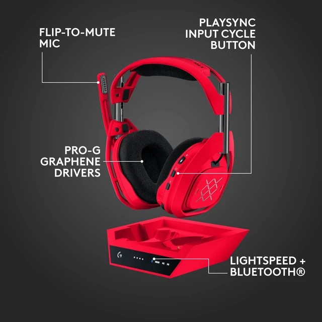 Alt view image 7 of 7 - Logitech G Astro A50 X Wireless Gaming Headset + Base Station - Mars Red | PLAYSYNC Video & Audio Switcher, HDMI 2.1 4K 120 Hz, 24 h Battery, 2.4 GHz & Bluetooth, for PC, PS5, Xbox