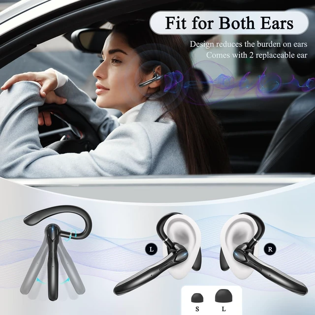 Alt view image 3 of 5 - Bluetooth Headset, Wireless Headset with Mic for Work | Bluetooth Earpiece with Charging Case 55 Hours Talking Time Built-in Microphone, V5.4 Hand-Free Headphones for Trucker,Office
