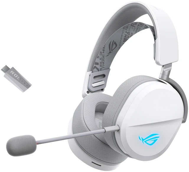 Main image of ASUS ROG Pelta Wireless Gaming Headset with Detachable Mic - White | Tri-Mode (BT, 2.4GHz, USB-C) 50mm Titanium-Plated Drivers, 70H Battery, Ergonomic, Lightweight, for PC, PS5/4 Switch, Mobile