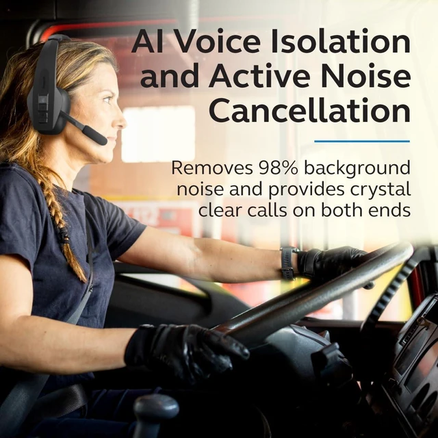 Alt view image 3 of 7 - BlueParrott Pro B450 Bluetooth Headset | 98% noise canceling headset for professional drivers; eco-friendly brown box packaging; ANC, voice control, 45 hr talk time