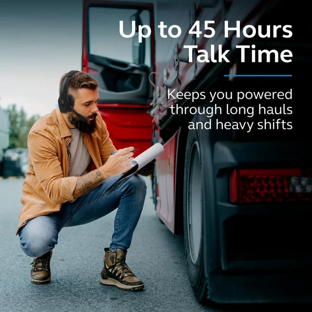 Alt view image 5 of 7 - BlueParrott Pro B450 Bluetooth Headset | 98% noise canceling headset for professional drivers; eco-friendly brown box packaging; ANC, voice control, 45 hr talk time