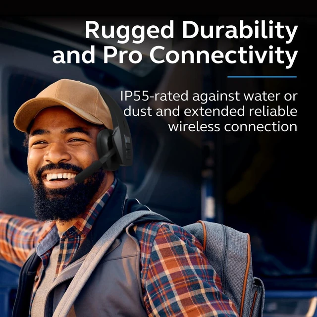 Alt view image 6 of 7 - BlueParrott Pro B450 Bluetooth Headset | 98% noise canceling headset for professional drivers; eco-friendly brown box packaging; ANC, voice control, 45 hr talk time
