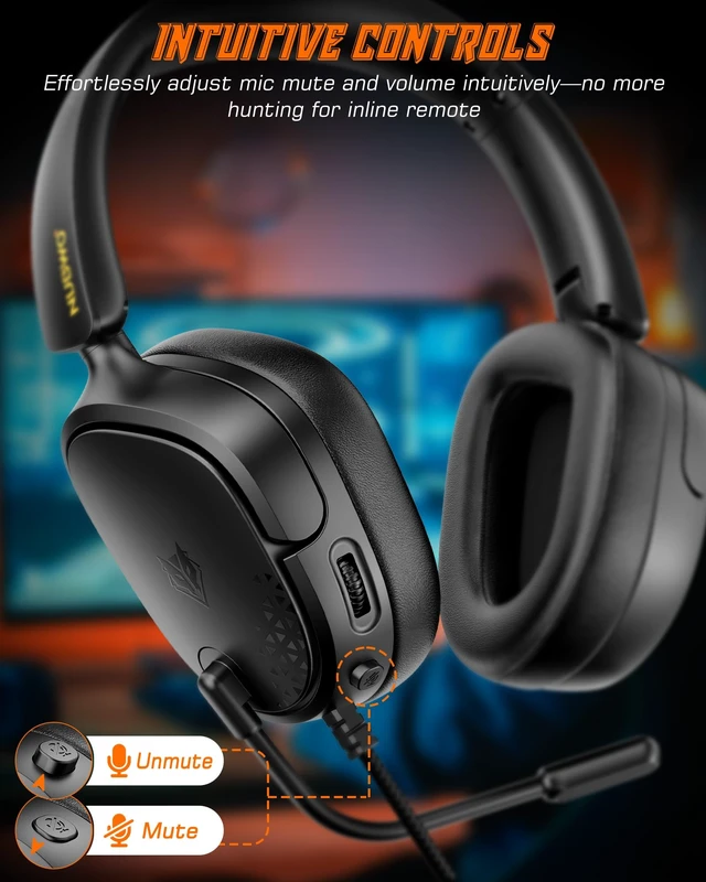 Alt view image 4 of 7 - NUBWO HG04L Gaming Headset for PS5/PS4, Xbox Series X|S, Switch - Black | 40mm Speakers, Clear Unidirectional Mic, 250g Lightweight, Soft Memory Earmuffs, 3.5mm Jack for Gaming & Work