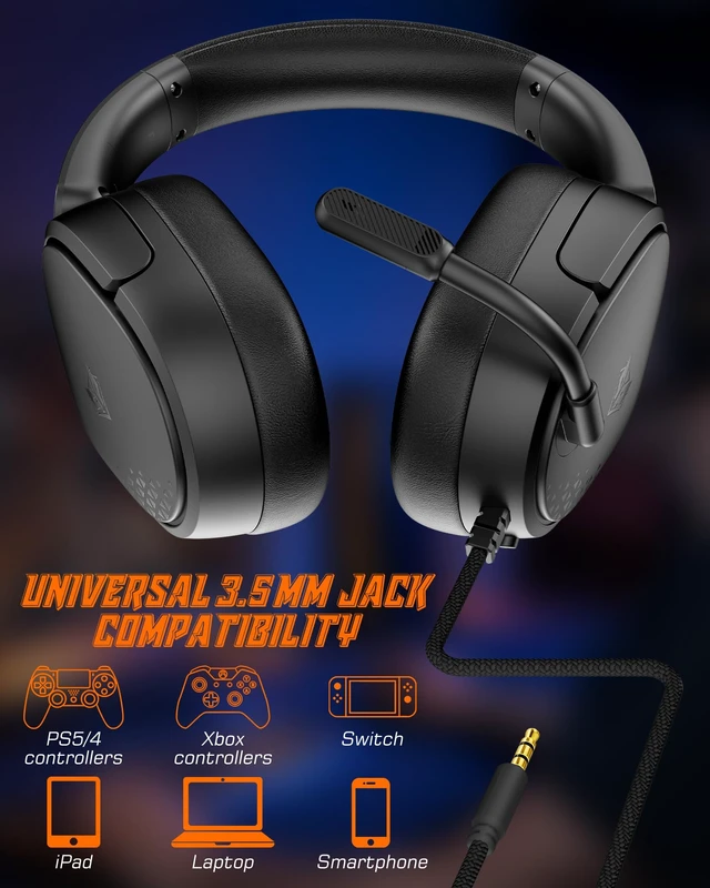 Alt view image 6 of 7 - NUBWO HG04L Gaming Headset for PS5/PS4, Xbox Series X|S, Switch - Black | 40mm Speakers, Clear Unidirectional Mic, 250g Lightweight, Soft Memory Earmuffs, 3.5mm Jack for Gaming & Work