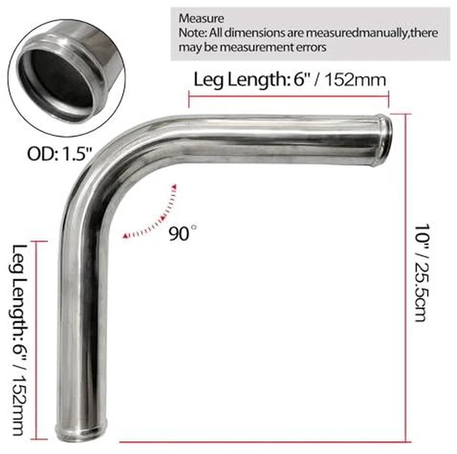 Alt view image 2 of 7 - OD 1.5" (38mm) 90 Degree Aluminum Elbow Intercooler Pipe