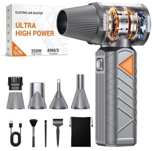 Main image of Compressed Air Duster, 350W Cordless Electric Air Blower, Rechargeable Mini