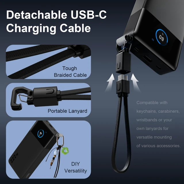 Alt view image 5 of 7 - NOBIS 222W Super Fast Charging Power Bank 25000mAh, Smart Digital Display & APP Control, Multi-Port for Laptops Phones Tablets, Universal Compatibility Portable Charger