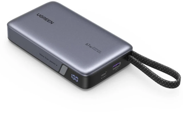 Main image of UGREEN Nexode 20000mAh 67W Built-in USB-C Power Bank | Built-in USB-C cable, 72Wh. Fast charges for MacBook Pro/Air, iPad, iPhone 18 Pro, Samsung S25 Ultra. Compact.