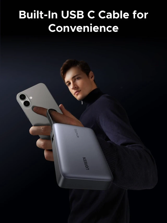 Alt view image 5 of 7 - UGREEN Nexode 20000mAh 67W Built-in USB-C Power Bank | Built-in USB-C cable, 72Wh. Fast charges for MacBook Pro/Air, iPad, iPhone 18 Pro, Samsung S25 Ultra. Compact.