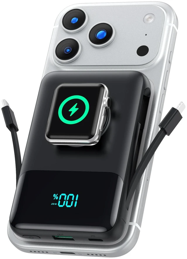 Main image of Magnetic Portable Charger for iPhone, 10800mAh Power Bank Built-in Cables | Dual-sided Magnetic, 6 Outputs, 25W USB C Fast Charging, Travel Essentials MagSafe Battery Pack for iPhone 12-18,Apple Watch