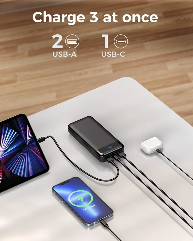 Alt view image 7 of 7 - FlyKangaroo Portable Charger Power Bank 40000mAh, PD 30W Fast Charging | 3 Outputs & 2 lnputs, Digital Display,Lightweight, Phone Charger for iPhone 17/16/15/14/13, Samsung, Android