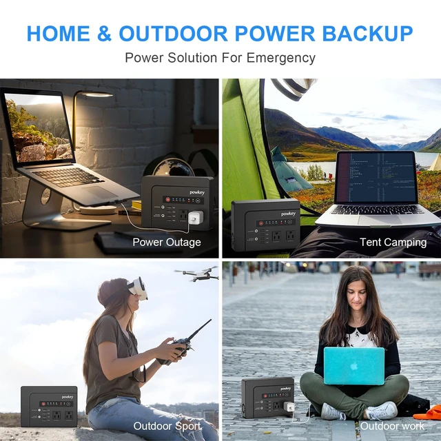 Alt view image 6 of 7 - powkey 200W Portable Power Bank with AC Outlet 120V, 146Wh Power Station | Rechargeable Backup Lithium Battery Powered, Pure Sine Wave AC Outlet for Outdoor RV Trip Travel Home Office Emergency