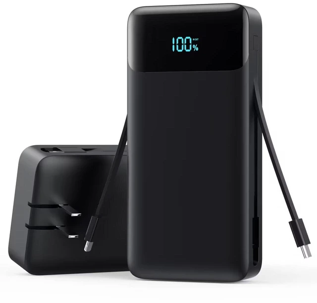 Main image of Portable Charger 40800mAh Power Bank with Built-in Cables & AC Wall Plug | 25W Fast Charging+QC 4.0 Portable Phone Charger,4 Output Travel Essentials USB C Battery Pack for iPhone18/17,Samsung,Android