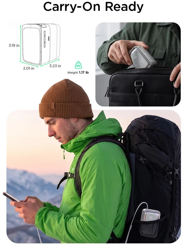 Alt view image 6 of 7 - TALIX Laptop Power Bank, 20000mAh Portable Charger with 190W Total Output | Digital Display, 3-Port Fast Charging, Retractable Built-In Cable, 140W Single Port, Battery Pack for MacBook, iPhone & More