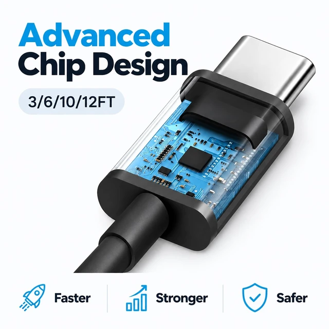 Alt view image 4 of 7 - Super Fast Type C Charger for Samsung, 45W Dual Port USB C Charger | with 3/6/10/12FT USB C Cable for Galaxy S26 Ultra/S26+/S26/S25/24 Ultra/S23/S22/S21, iPhone 18 17 16, Android Phone, Black
