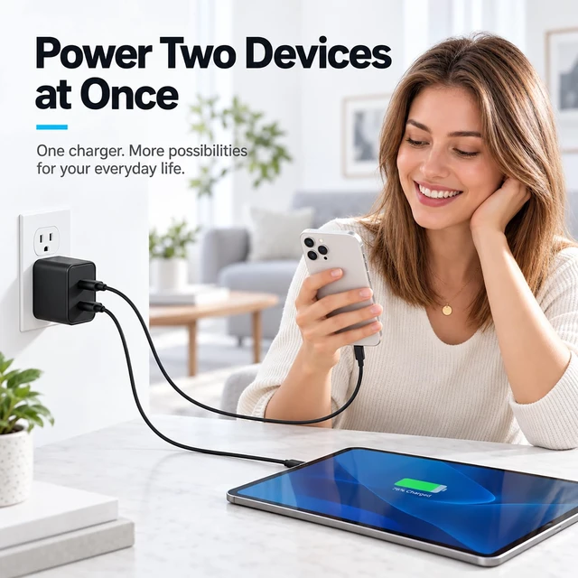Alt view image 7 of 7 - Super Fast Type C Charger for Samsung, 45W Dual Port USB C Charger | with 3/6/10/12FT USB C Cable for Galaxy S26 Ultra/S26+/S26/S25/24 Ultra/S23/S22/S21, iPhone 18 17 16, Android Phone, Black