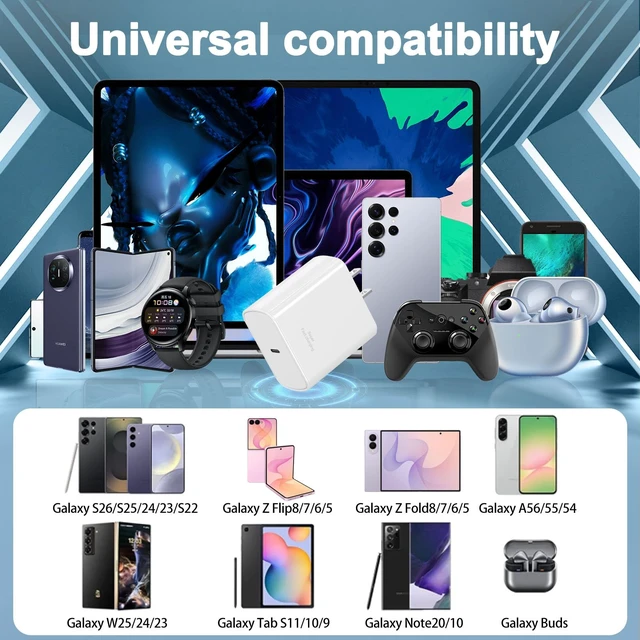 Alt view image 4 of 7 - Super Fast Charger Type C for Samsung,2Pack 45W USB C Android Phone Charger Block with 6FT Type C Charger Fast Charging Cable for Samsung Galaxy S26 Ultra/26+/S25 Ultra/S24/S23/S22/S21/S20,Galaxy Tab